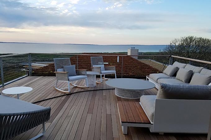 rental home with ocean view visible through the window